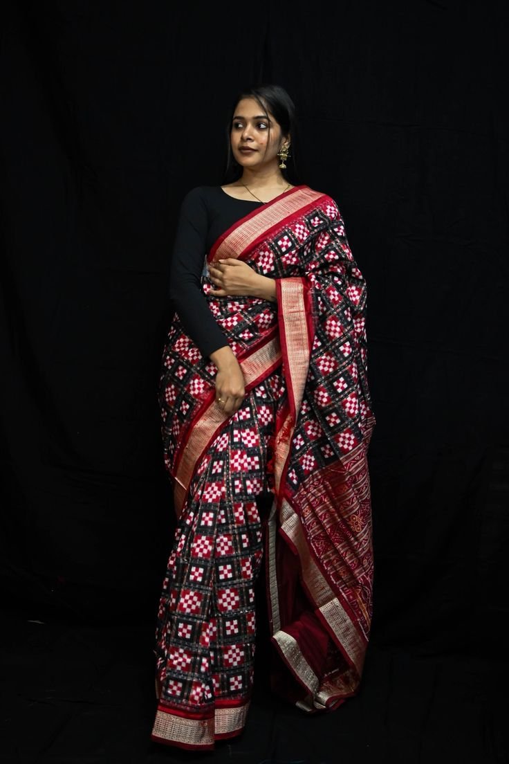 SambikaSaree- Traditional & Modern Saree Collection red black white pasapali kothi odisha ikat sambalpuri silk saree odisha weaves